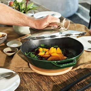 Staub Enameled Cast Iron Perfect Pan Wok - shade basil